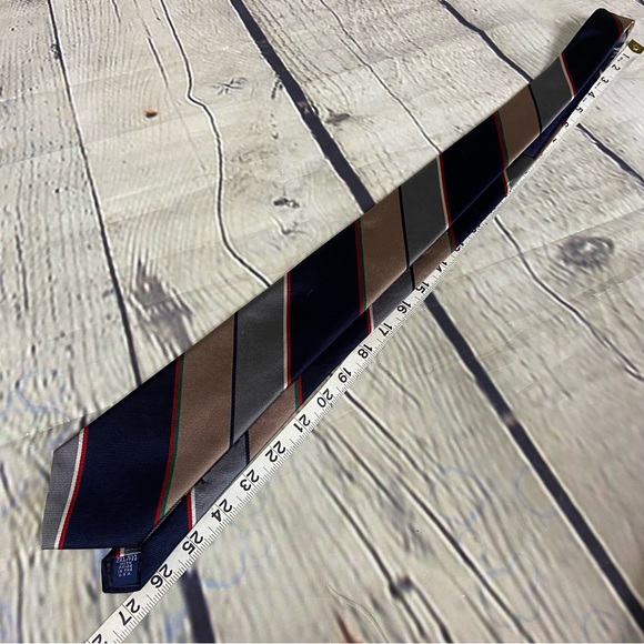 Briar silk stripe tie handmade navy gray - Picture 4 of 5